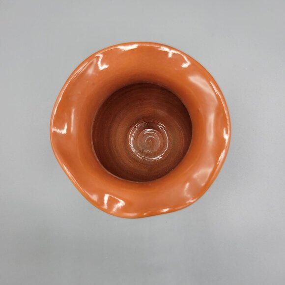 Vintage Hand Painted Terracotta Vase Scenic Design Flared Rim Signed Punta Cana - Picture 10 of 13